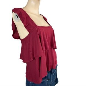 J Crew Mercantile Burgundy tiered Waterfall tank S